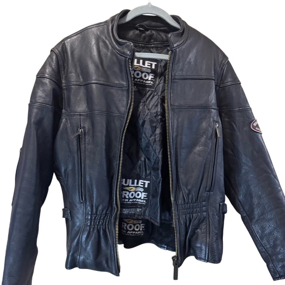 Women's Black Leather Kevlar Motorcycle Jacket - Picture 12 of 12